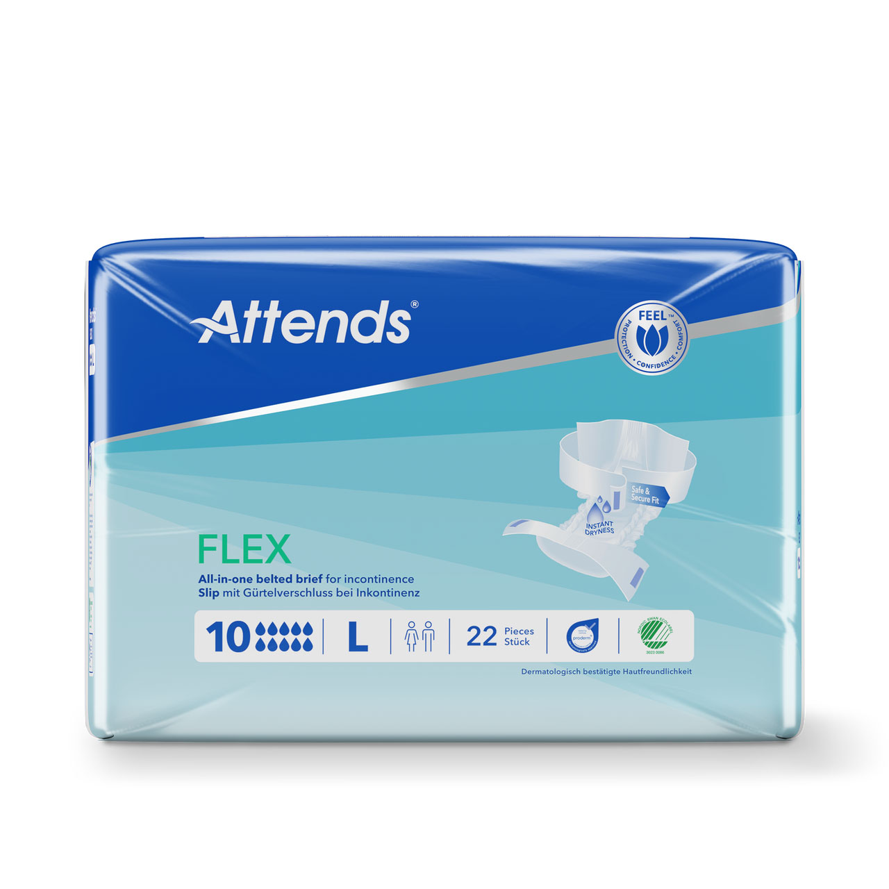 ATTENDS Flex 10 - Vorlage mit Hüftbund, Large (L), 44 Stück