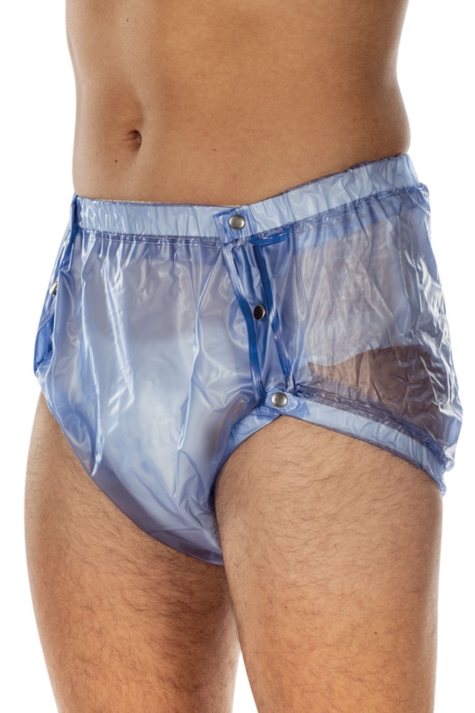 Suprima PVC-Slip - seitlich knöpfbar für Frauen & Männer - No. 9649 M blau transparent