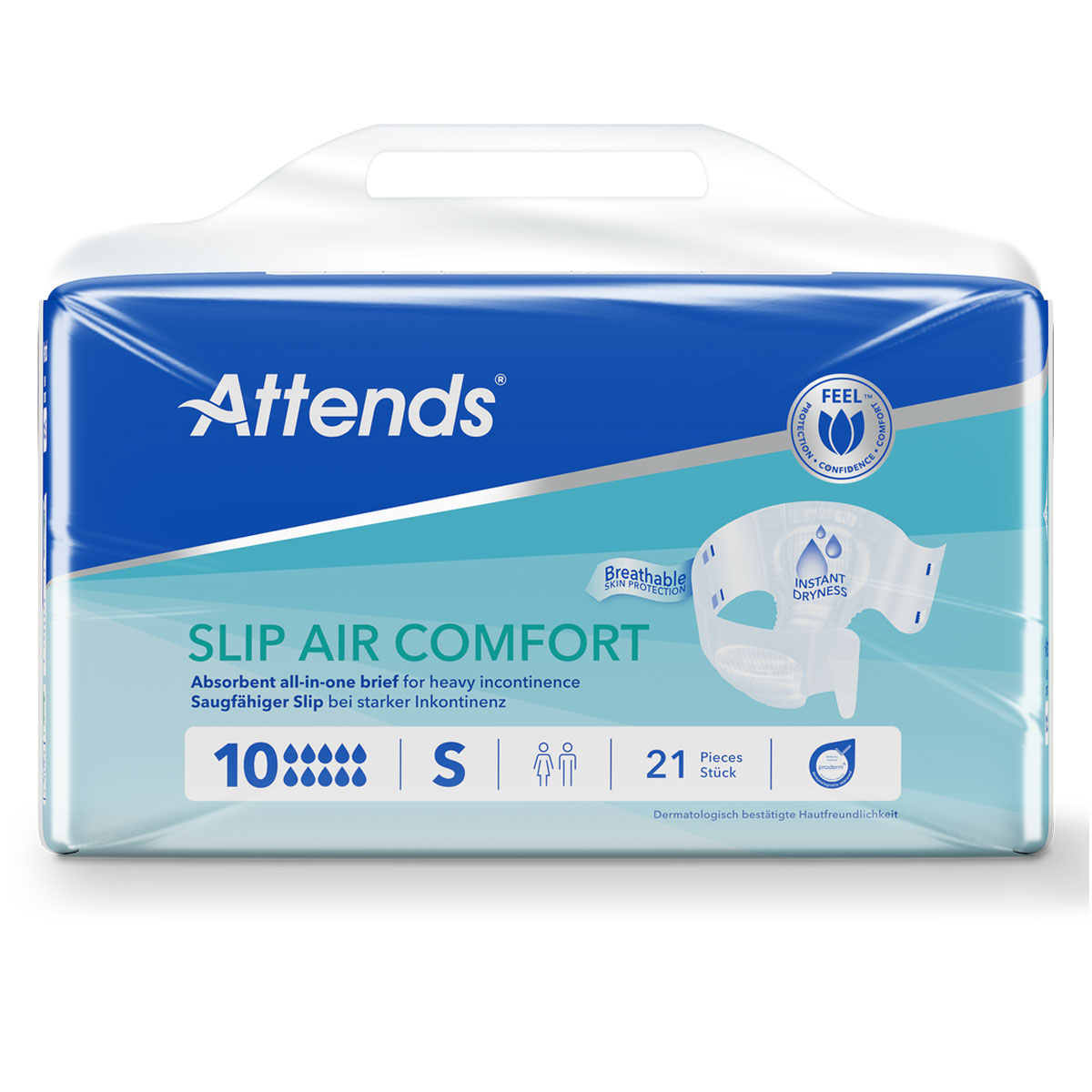 ATTENDS Slip AIR Comfort 10 - Small (S), Inkontinenzwindeln, 84 (4x21) Stück ATTENDS Slip AIR Comfort 10 - Small (S), Inkontinenzwindeln, 84 (4x21) Stück