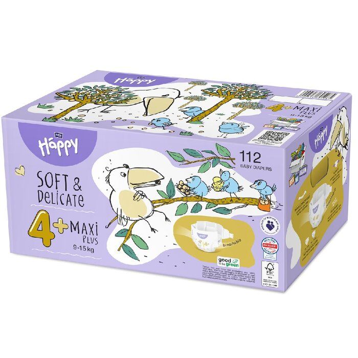 Bella Happy Soft & Delicate Windel BOX - MAXI+ Gr. 4+ (9-15kg) - 112 Stück