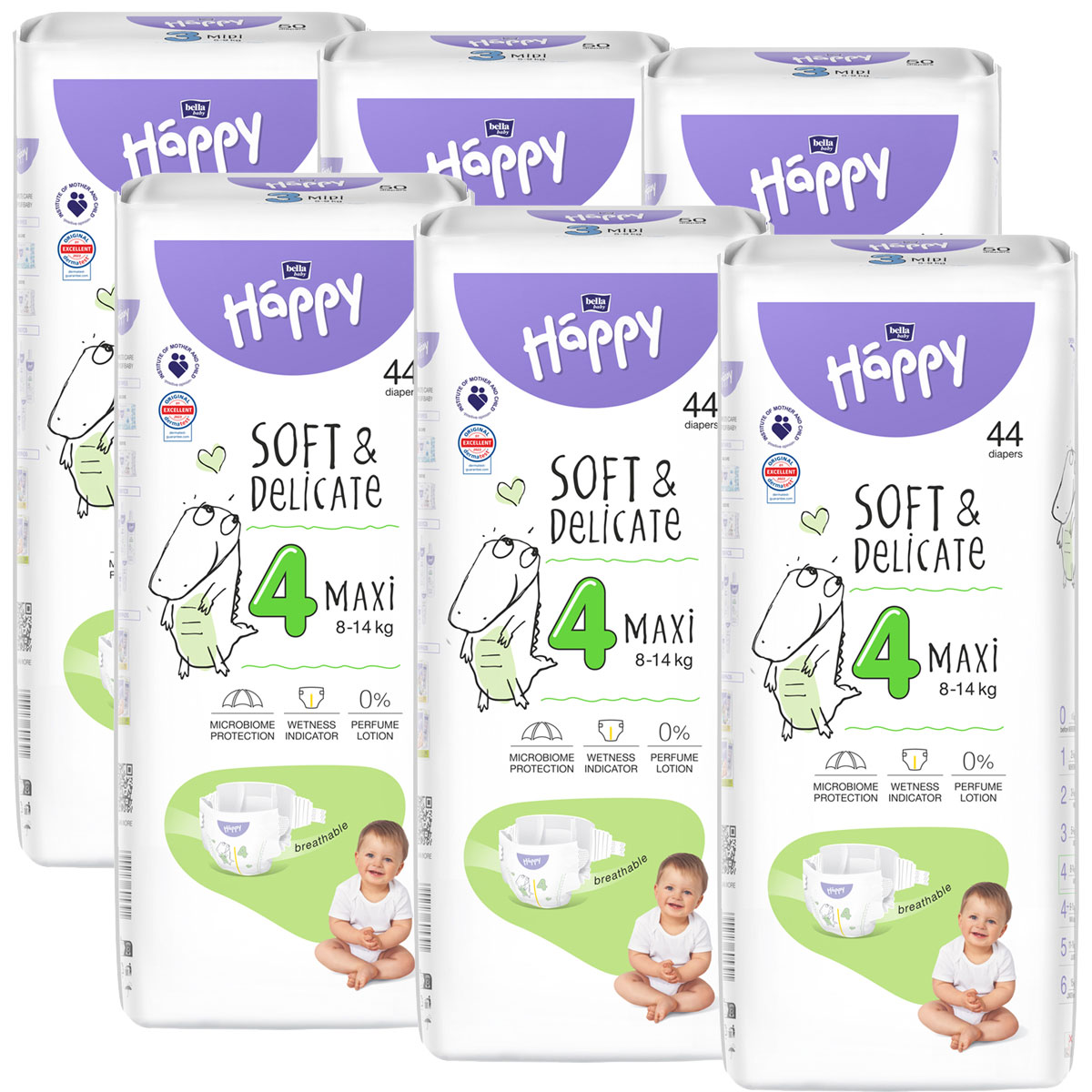 Bella Happy Babywindeln - Gr. 4 Maxi 8-14 kg - (6x44) 264 Stück Karton