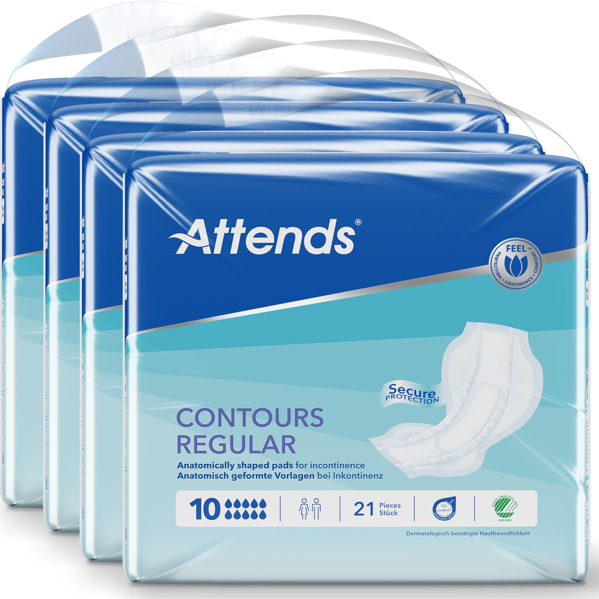 ATTENDS Contours Regular 10 - Inkontinenzvorlagen - 4x21 Stück