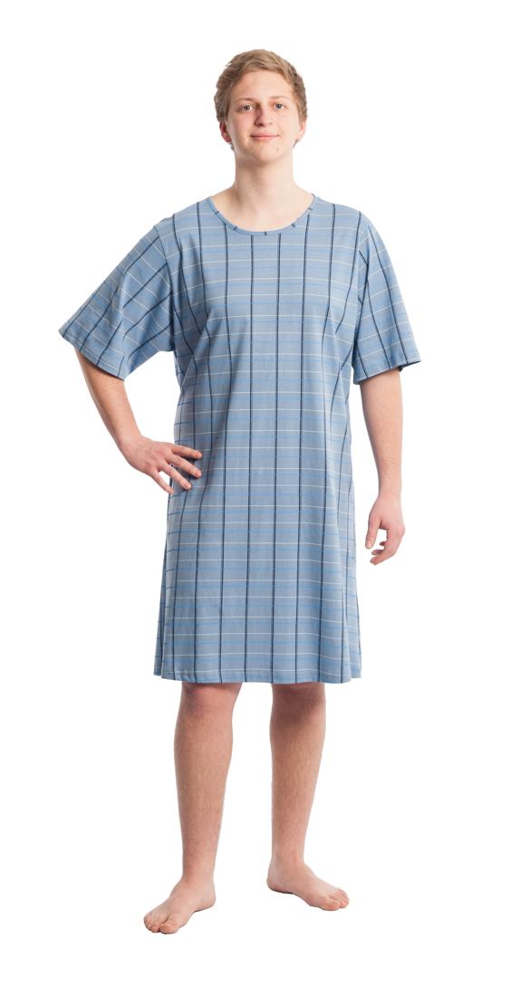 Suprima rückenoffenes Pflegehemd - für Männer, zum binden - 4079 karo blau M/L