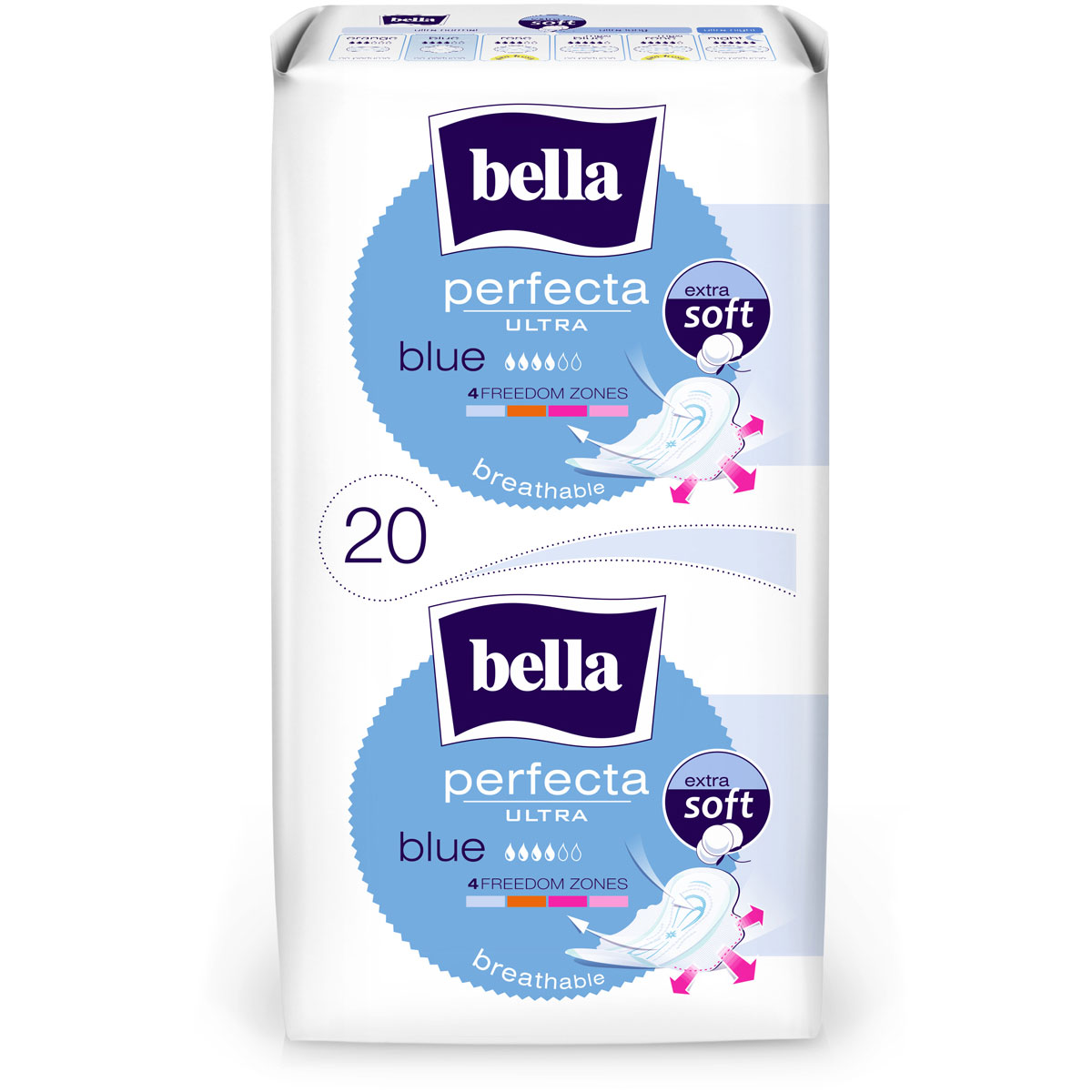 Bella Perfecta Ultra Binden BLUE mit Flügel - extra Soft - 20 Stück