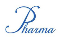 Ein stilisierter Schriftzug mit einem geschwungenen -P- und dem Wort -Pharma- in blauer Schrift. Der Hintergrund ist weiß und schlicht gehalten.