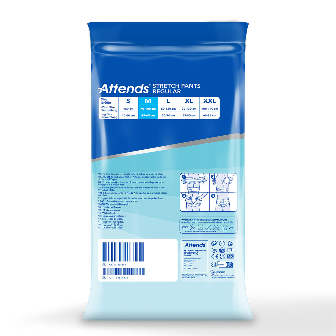 ATTENDS Stretch Pants REGULAR - Netzhosen - 15er Pack - M