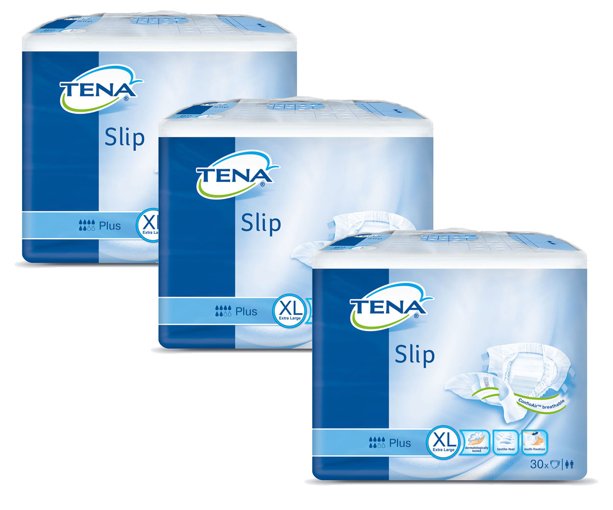 TENA Slip PLUS - Inkontinenzwindeln - EXTRA LARGE (3x30) 90 Stück