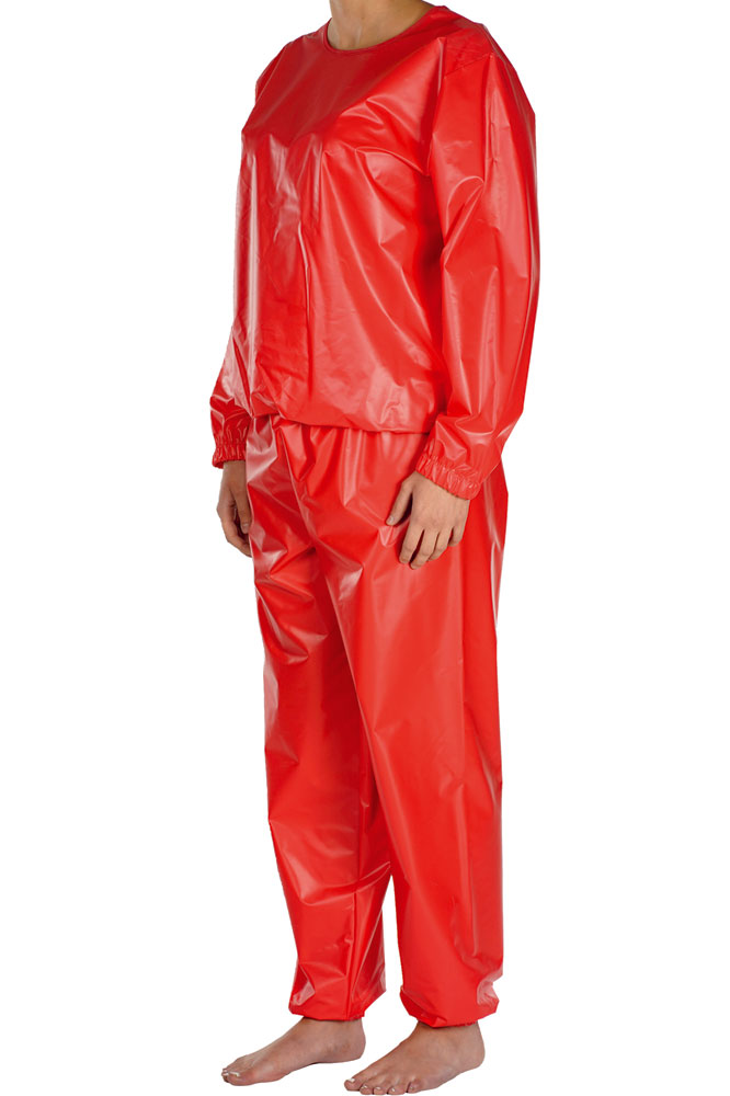 Suprima PVC-Schlafanzug, Pyjama Oberteil und Hose - No. 9612 M rot