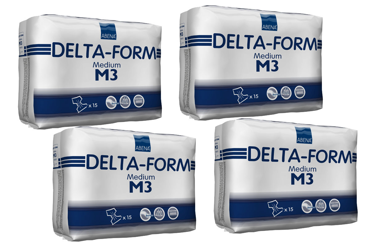 DELTA-Form Gr. Medium M3, Inkontinenzwindeln, höchste Saugstärke - 4x15 Stück