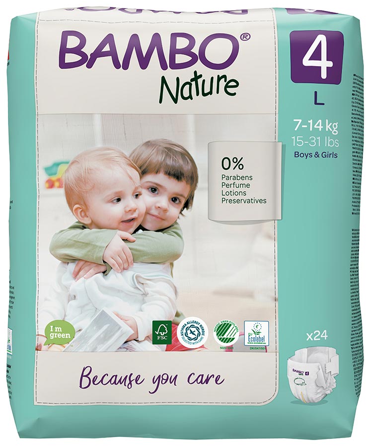 Bambo NATURE - Babywindeln Gr. 4 MAXI [L] 7-14 Kg 6x24 (144) Stück