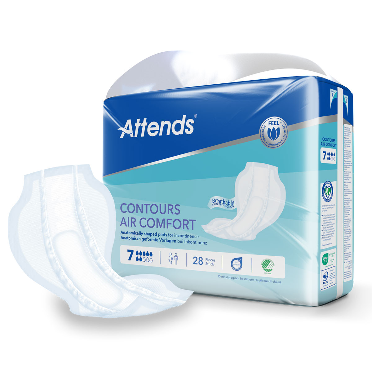 ATTENDS Contours AIR Comfort 7 - atmungsaktive Vorlage - 4x28 Stück
