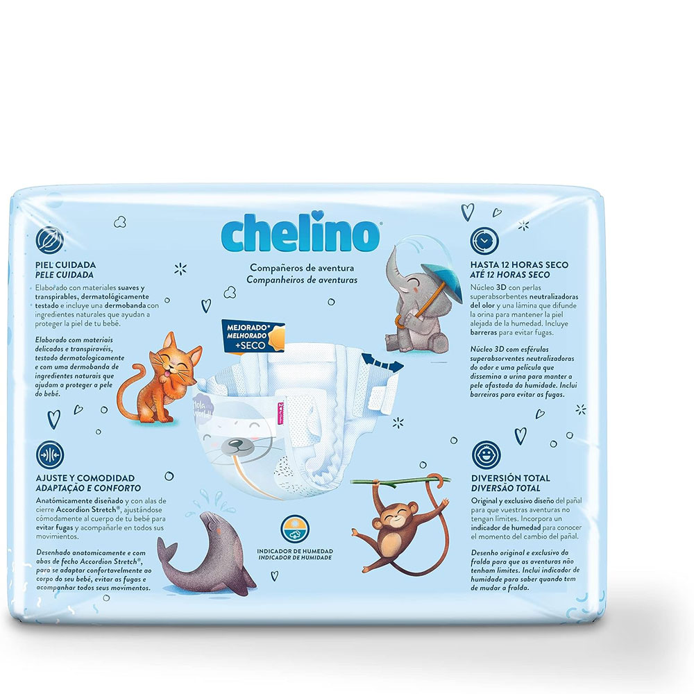 Chelino Design- Windeln (T2) MINI 3-6kg (6x28) Stück Vorteilspack