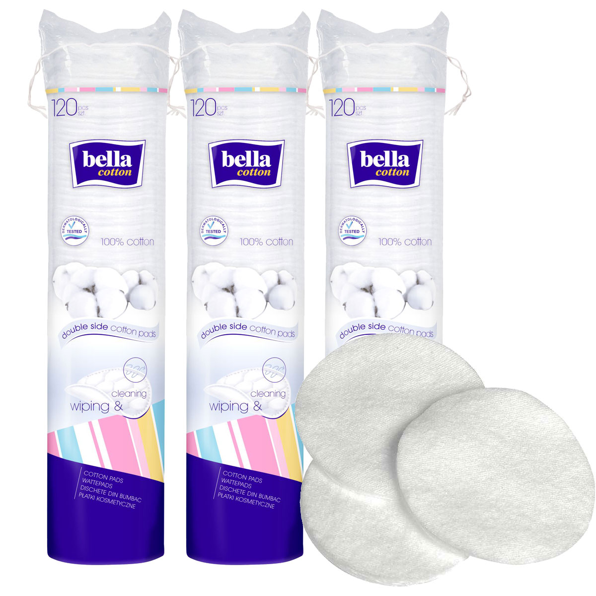 Bella Cotton Duo-Wattepads im Vorteilspack - 3x140 Stück
