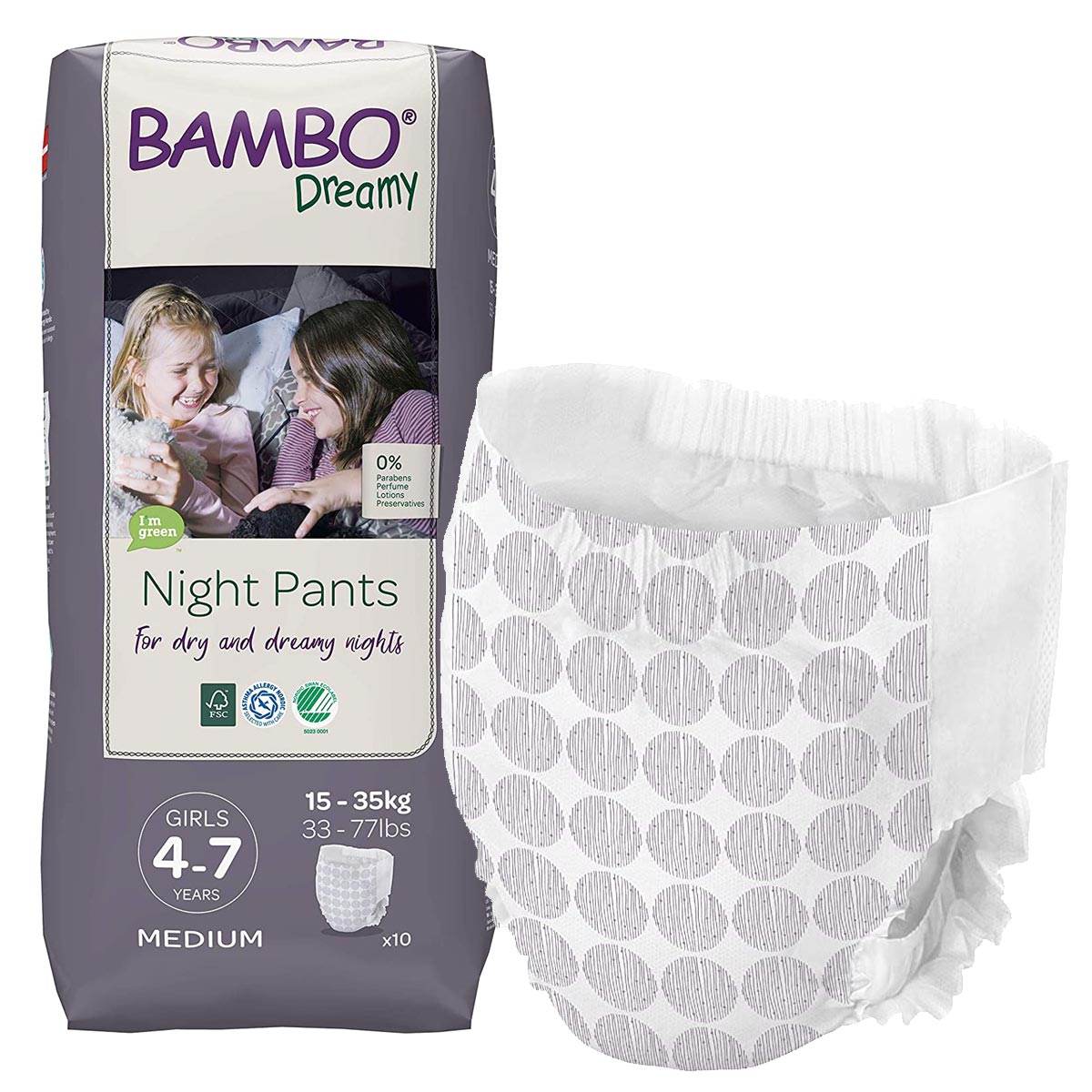 Abena - Bambo Dreamy Night Pants, 8 35-50 kg Jahre, Mädchen, bis 15