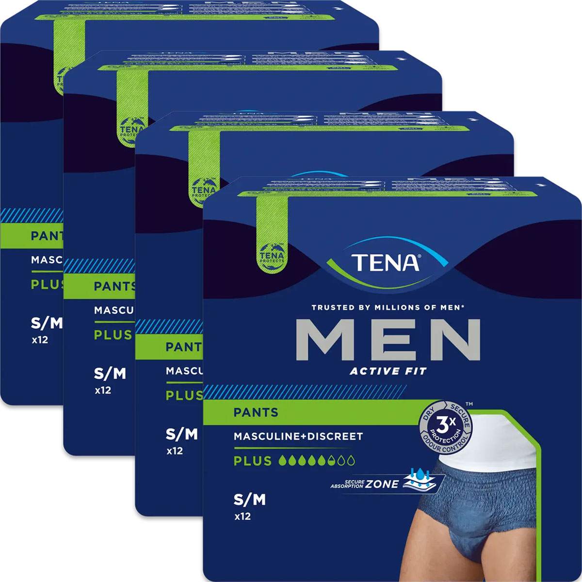 TENA Men Active Fit Pants - Größe S/M - (4x12 St.) Vorteilspack
