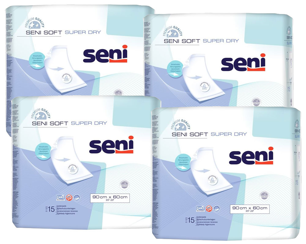 SENI Soft SUPER DRY - Krankenunterlagen - 90 x 60cm - 60 Stück