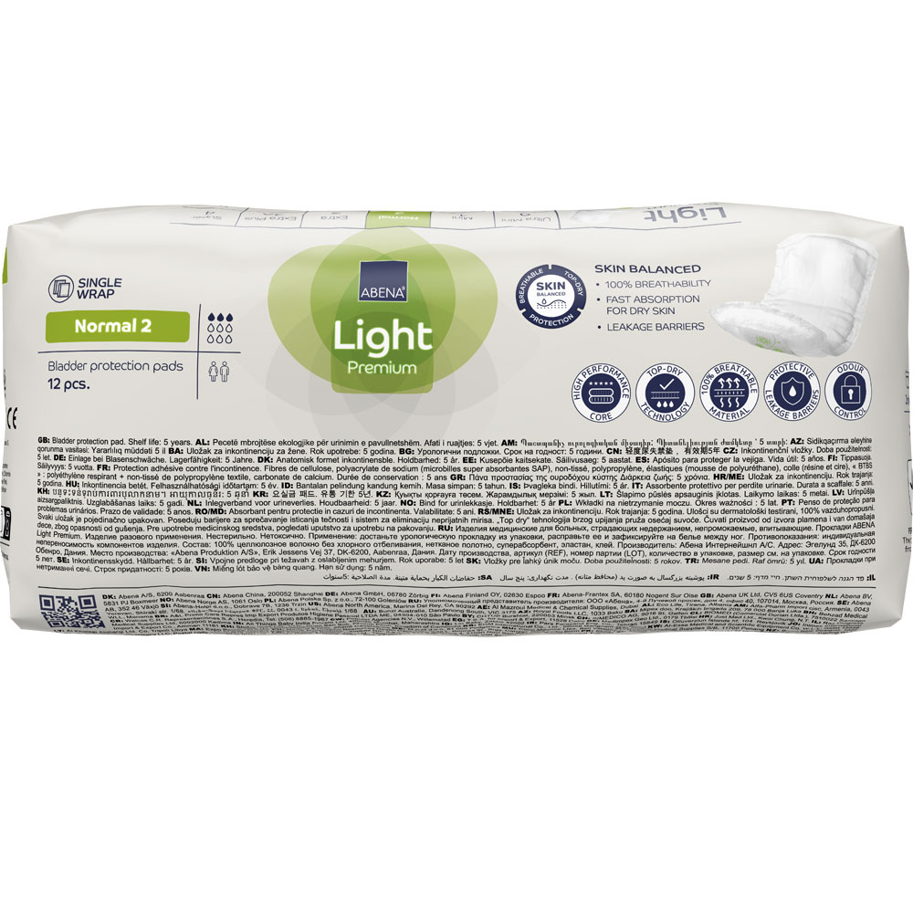 ABENA Light NORMAL 2 - Inkontinenzeinlagen für Frauen - 350ml - 12St. Packung