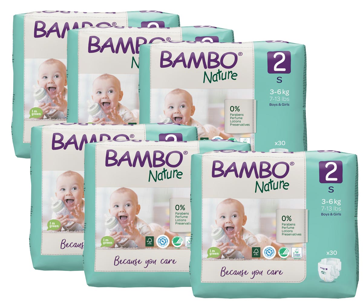 Bambo NATURE - Babywindeln Gr. 2 MINI [S] 3-6 Kg 6x30 (180) Stück