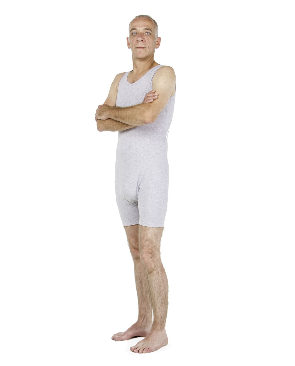 Medicare Pflegebody mit Rückenreißverschluss - halblanges Bein - ohne Arm - Farbe: grau - M
