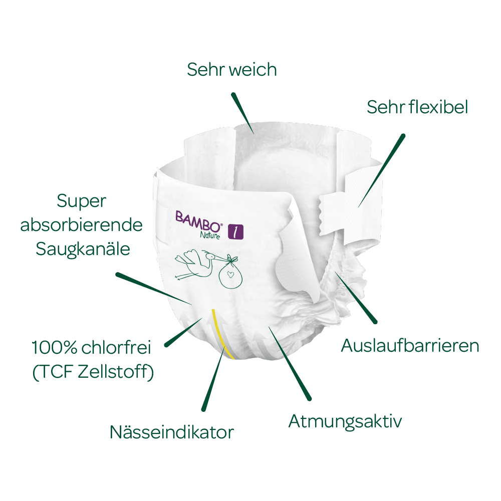 Bambo NATURE - Babywindeln Gr. 1 NEWBORN [XS] 2-4 Kg - 22 Stück Einzelpack