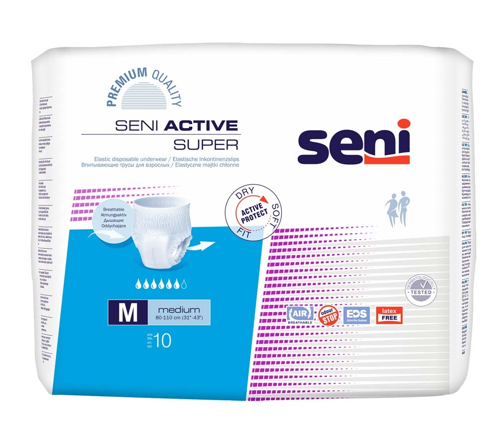SENI Active SUPER - Inkontinenzslip MEDIUM 10 Stück Einzelpack