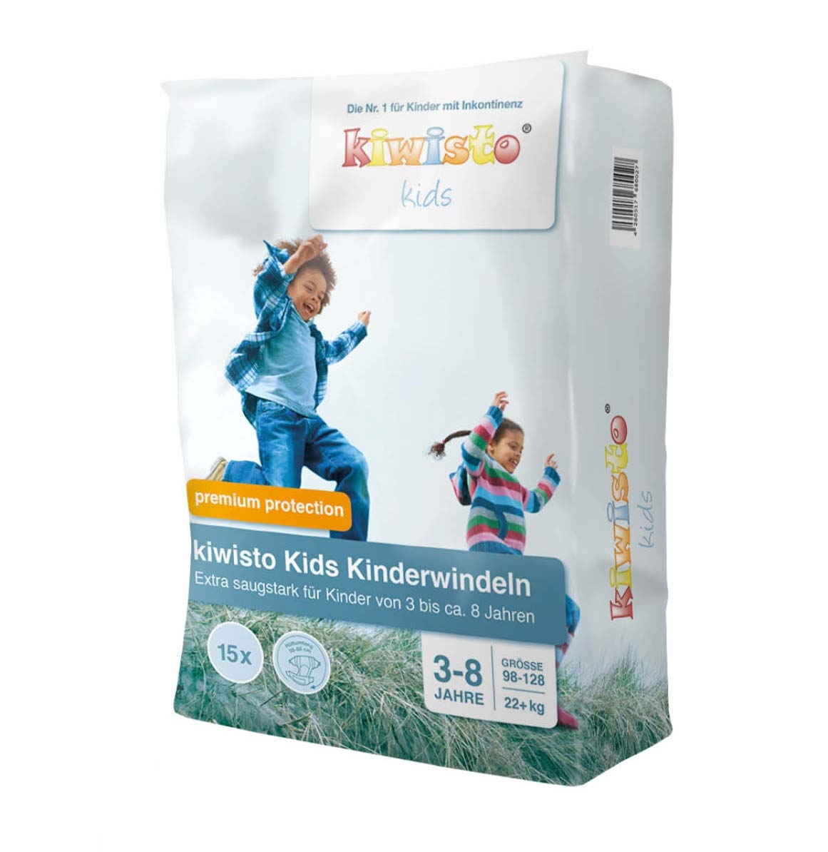 Kiwisto KIDS "premium protection" -  XXL Kinderwindeln (3-8 Jahre) - 15 Stück Pack