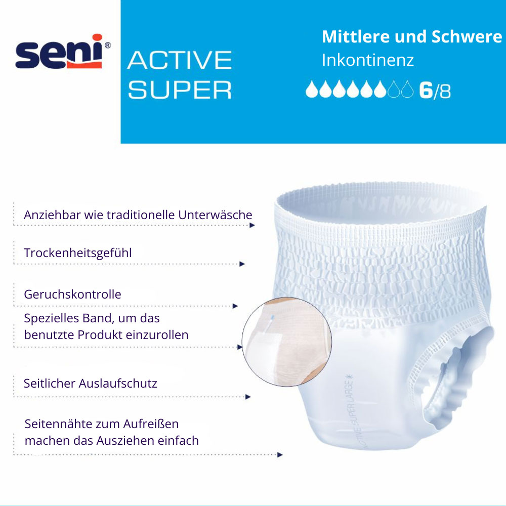 SENI Active SUPER - Inkontinenzslip XX-Large (XXL) 10 Stück Einzelpackung