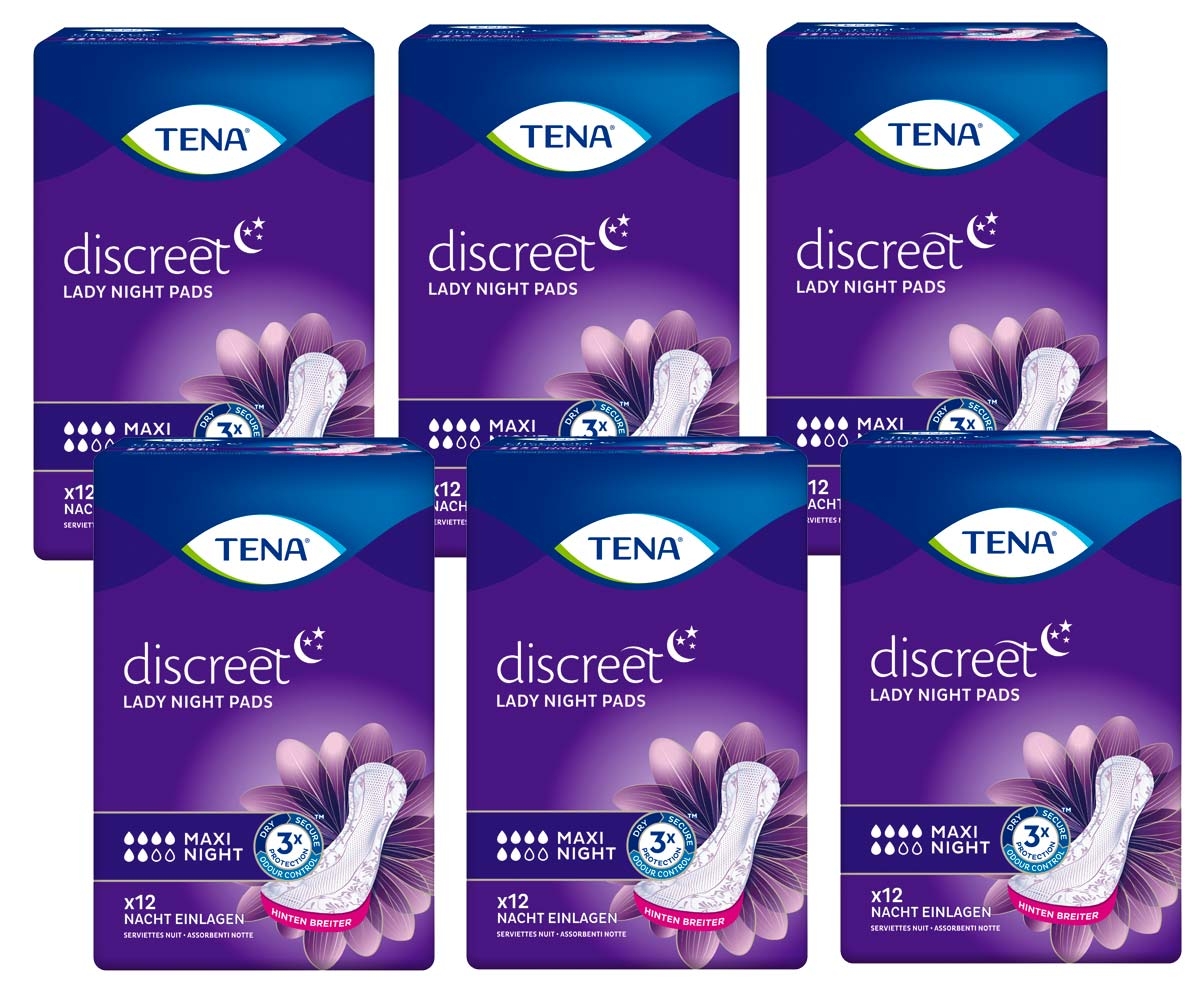 TENA Lady Discreet - MAXI NIGHT - Einlagen (6x12 Stück)