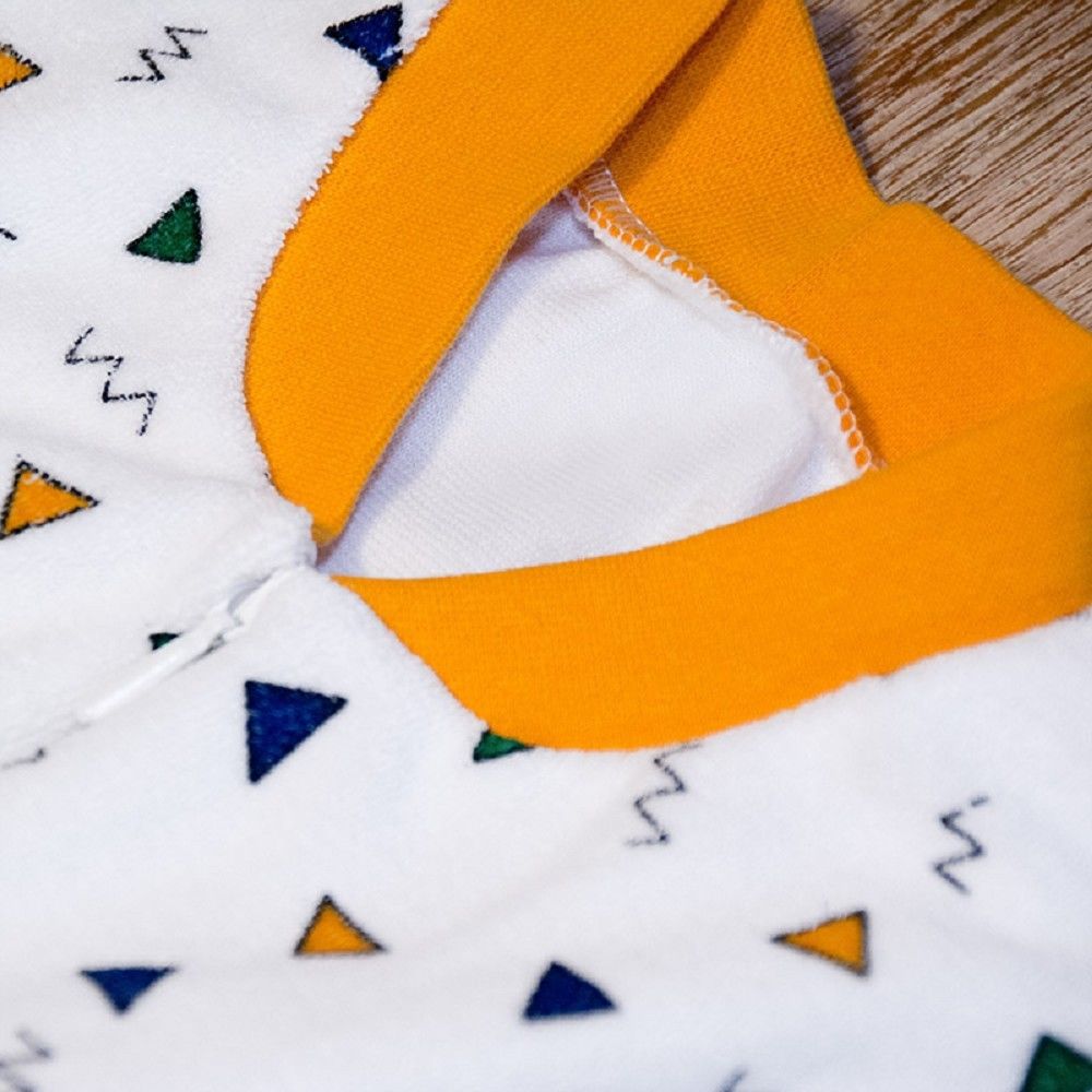 Frottee Kinderoverall - lang - mit Füße - Design "Funny Triangle"  188