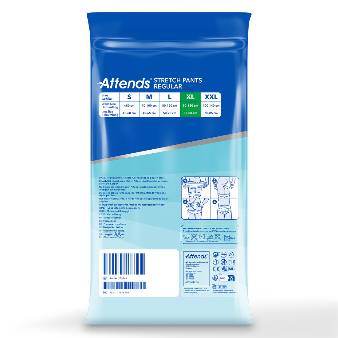 ATTENDS Stretch Pants REGULAR - Netzhosen - 15er Pack - XL