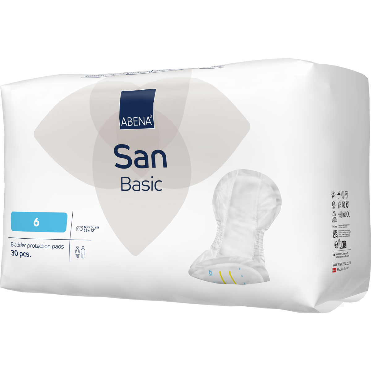 ABENA San Basic 6 - Inkontinenz-Vorlagen - Saugkraft: 1.300ml 4x30 St. Karton ABENA San Basic 6 - Inkontinenz-Vorlagen - Saugkraft: 1.300ml - 30 Stück Pack