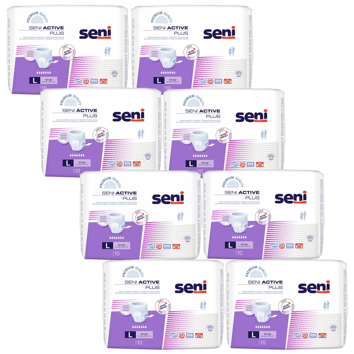 SENI Active PLUS - Inkontinenzslip LARGE (8x10) 80 Stück