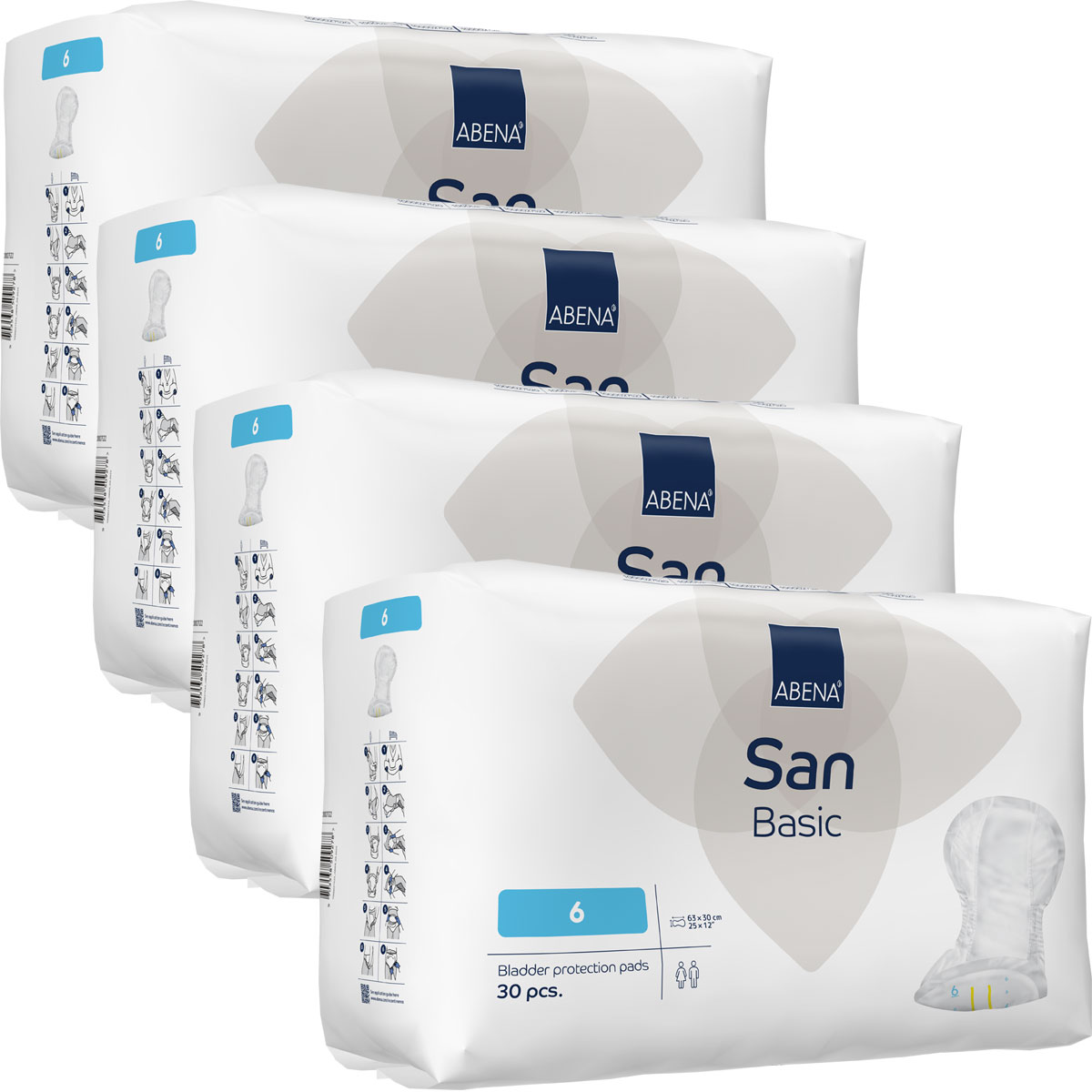 ABENA San Basic 6 - Inkontinenz-Vorlagen - Saugkraft: 1.300ml 4x30 St. Karton