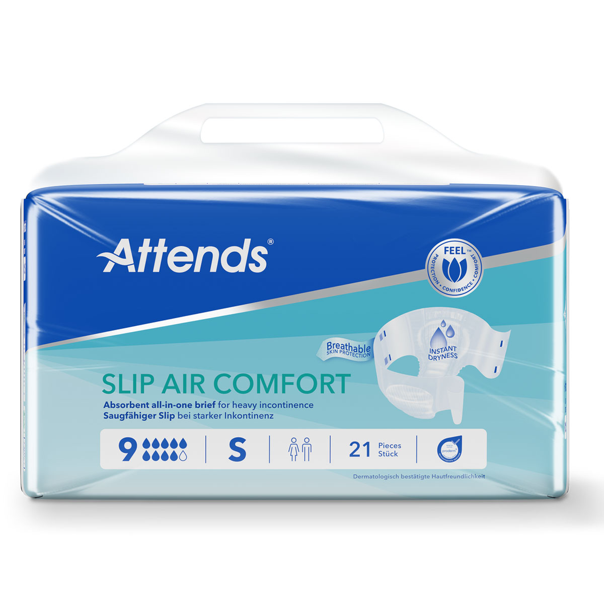 ATTENDS Slip Regular 9 - Small (S), Inkontinenzwindeln, 84 (4x21) Stück