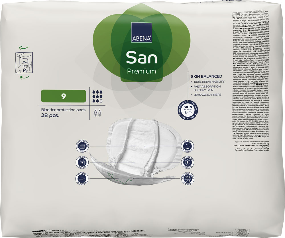 ABENA San PREMIUM Nr. 9 - Inkontinenz Vorlagen - 2.400ml (28 St. Packung)