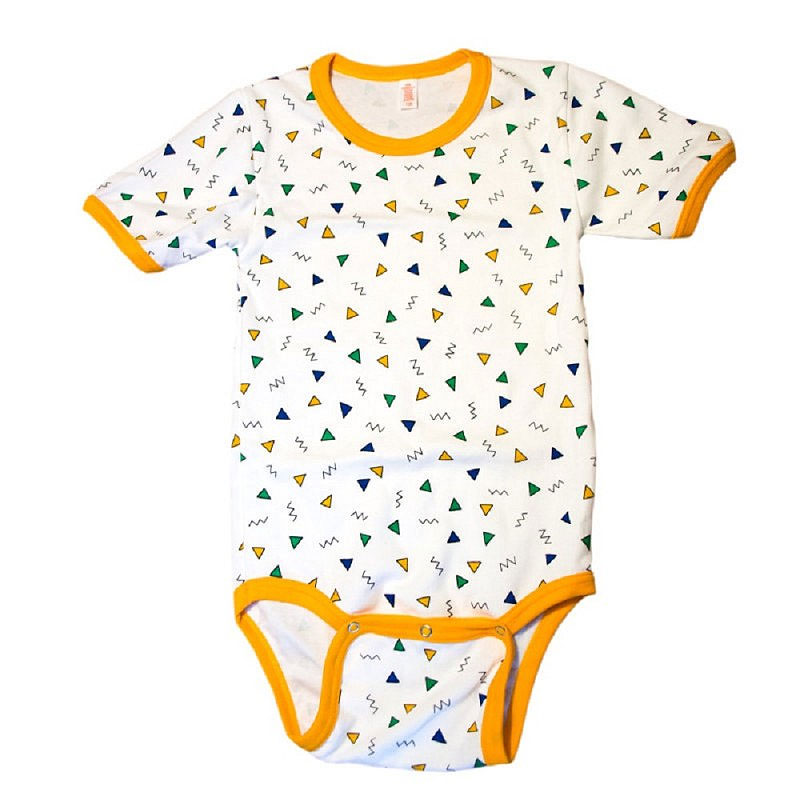 Kinderbody mit kurzen Arm - Schritt knöpfbar - Design "Funny Triangle"  176