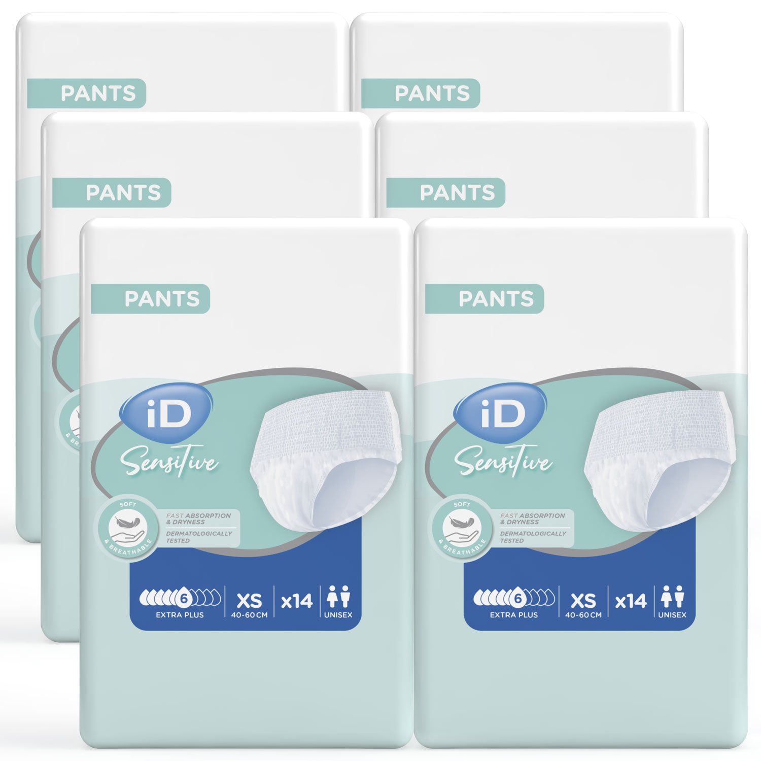 iD Pants Sensitive Extra PLUS - Inkontinenz-Pants - Gr.  X-Small (XS) - 6x14 St. Karton