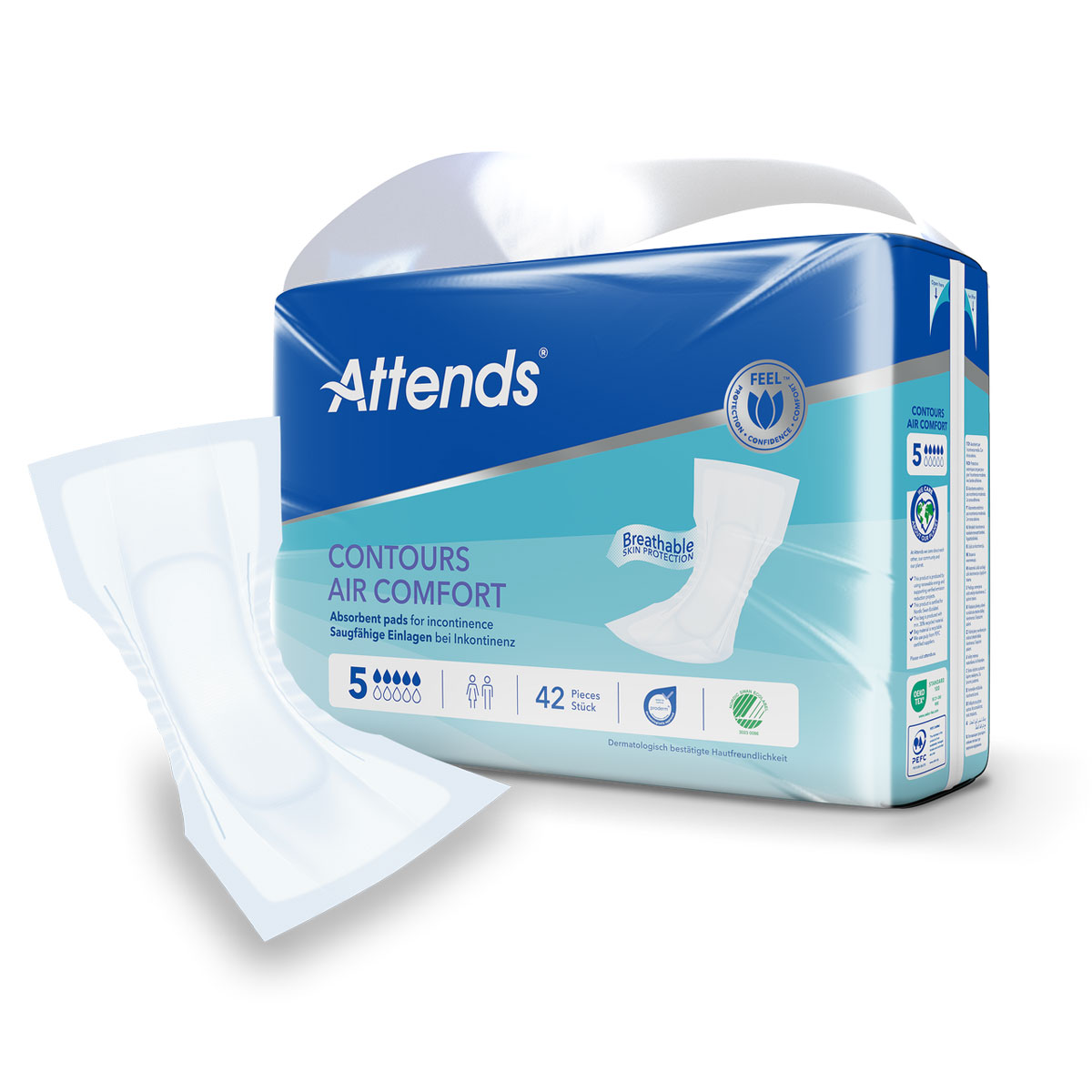 ATTENDS Contours AIR Comfort 5 - atmungsaktive Vorlage - 5x42 Stück