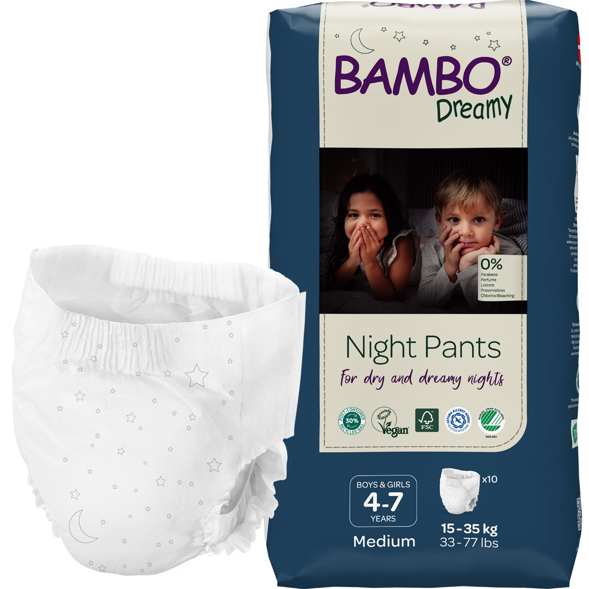 Bambo Dreamy - Night Pants unisex - 4 bis 7 Jahre (15-35 kg) - 10 St. Pack