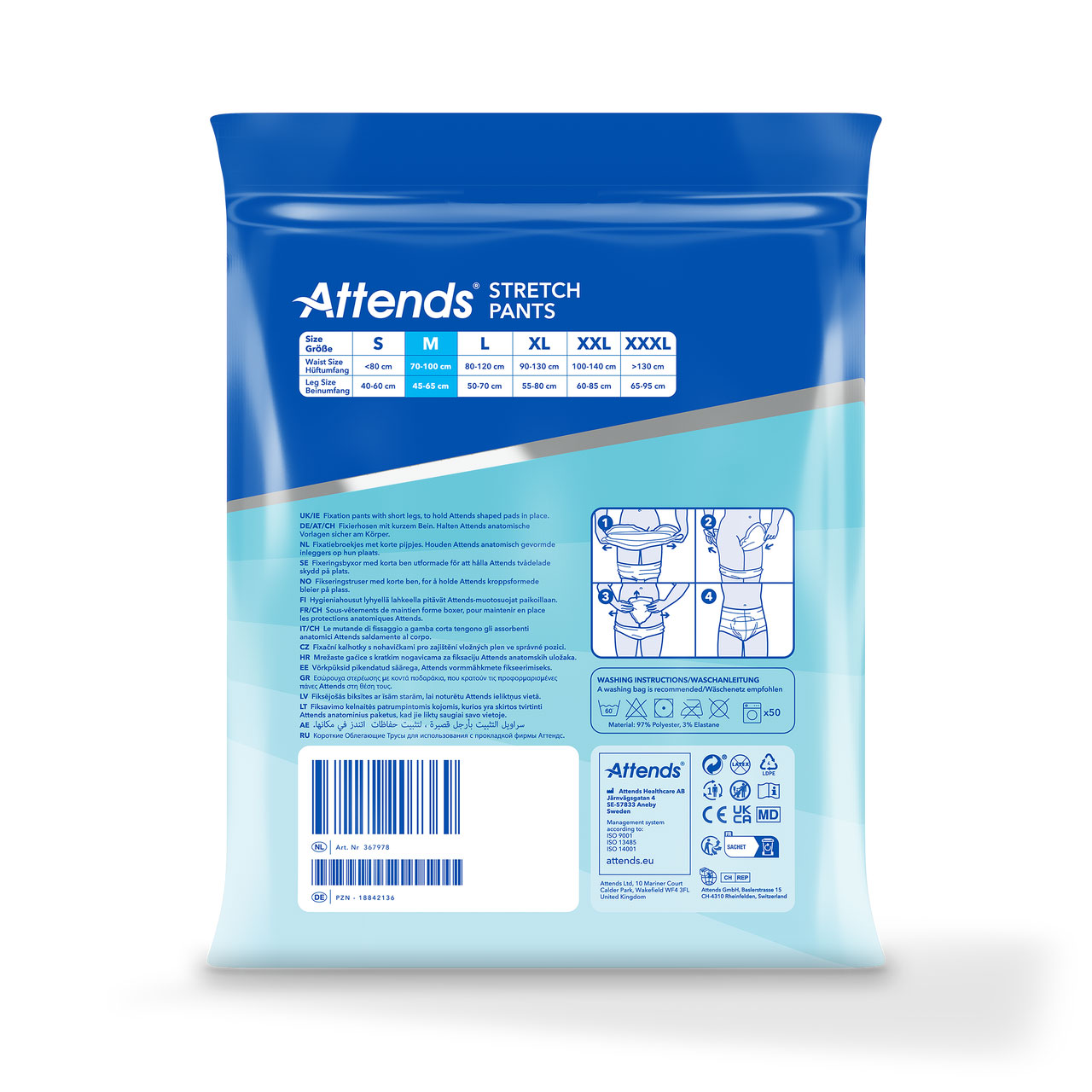 ATTENDS Stretch Pants - Netzhosen mit Beinansatz - 15er Pack - M