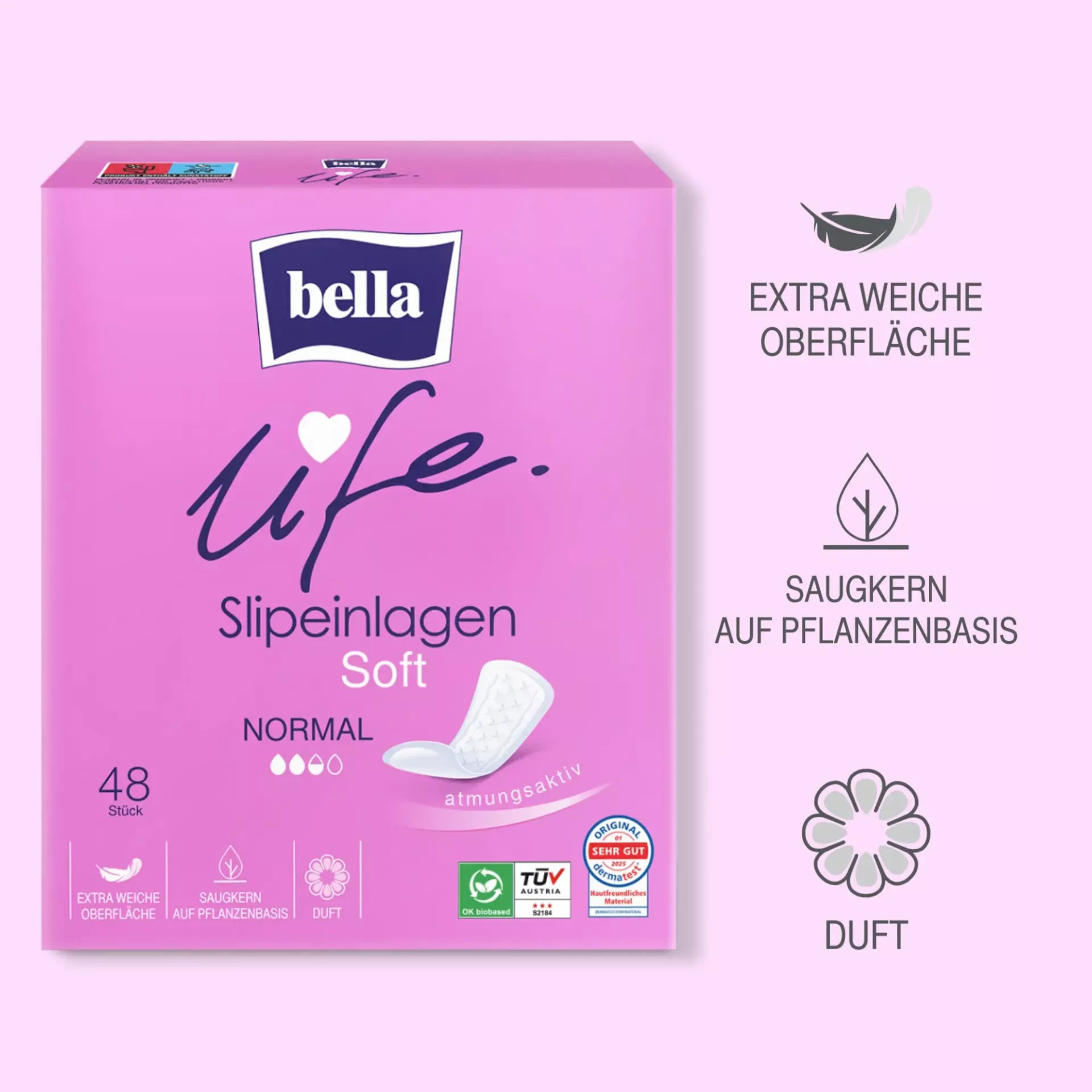 Bella Slipeinlagen Soft NORMAL mit Frischeduft - 48 St. Pack Bella Slipeinlagen Soft NORMAL mit Frischeduft - 48 St. Pack