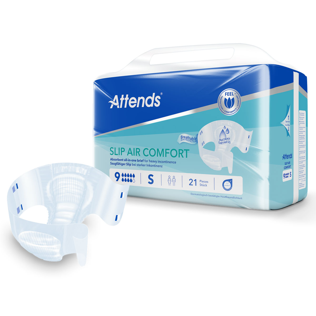 ATTENDS Slip Regular 9 - Small (S), Inkontinenzwindeln, 84 (4x21) Stück