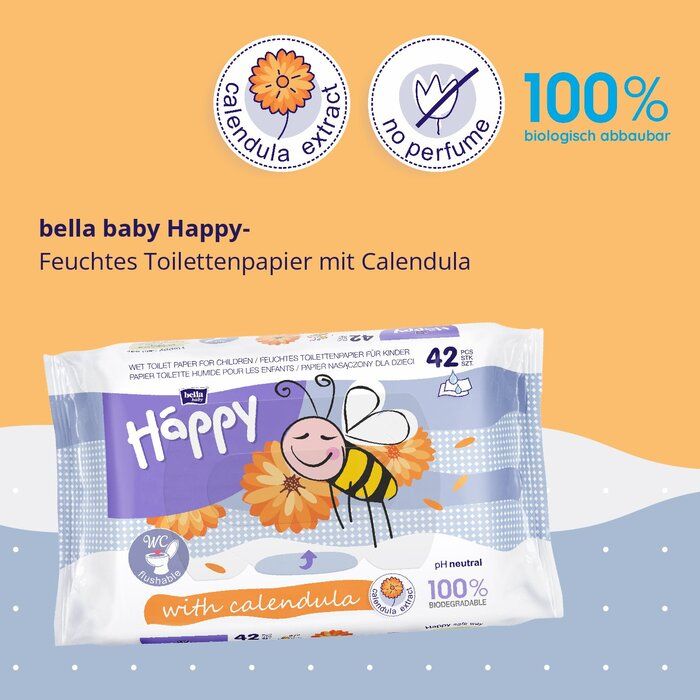 Bella Happy - feuchtes Toilettenpapier mit Calendula - 42 Tücher Bella Happy - feuchtes Toilettenpapier mit Calendula - 42 Tücher