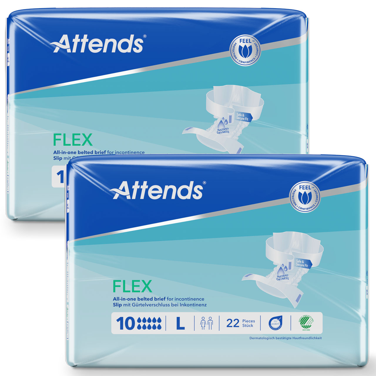 ATTENDS Flex 10 - Vorlage mit Hüftbund, Large (L), 44 Stück