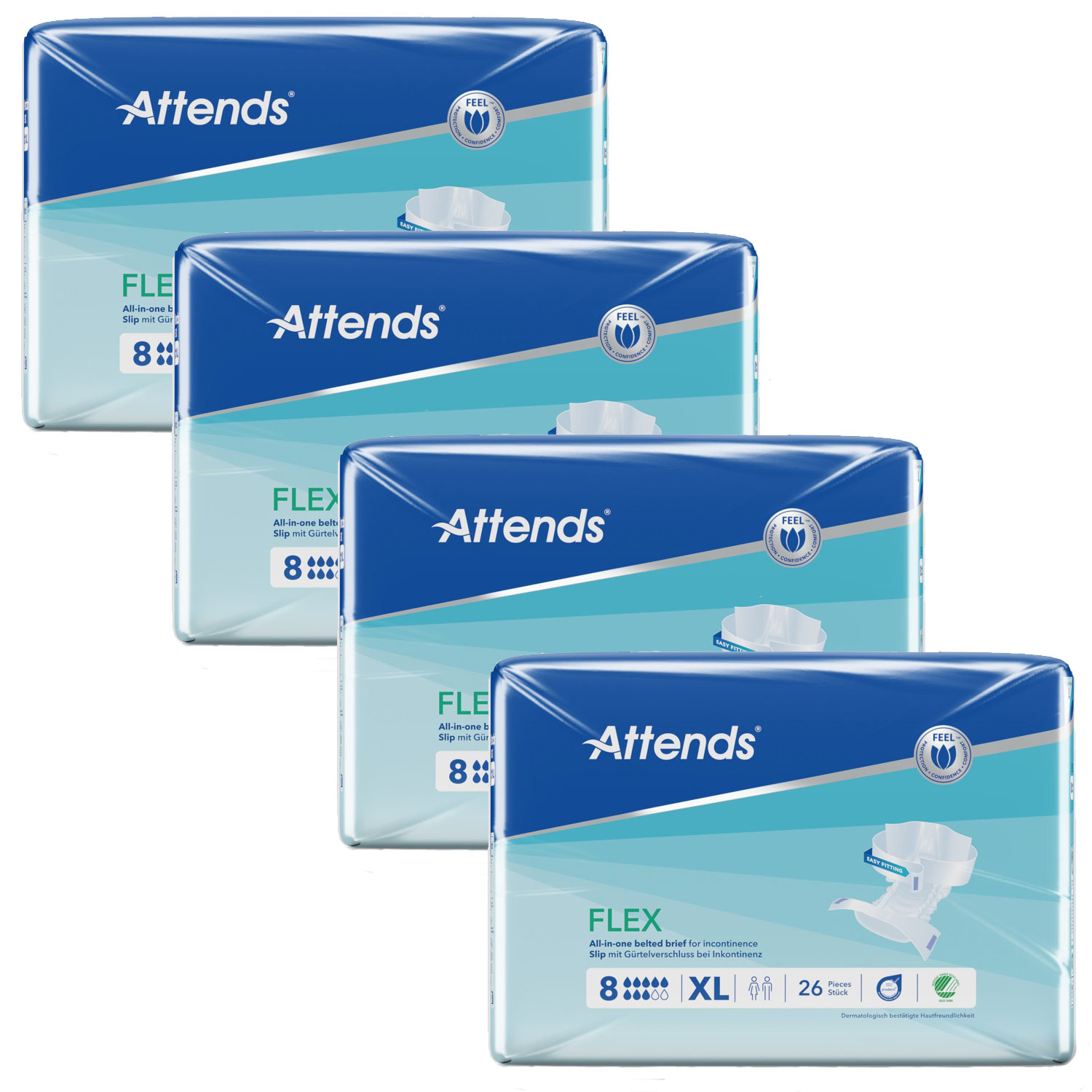 ATTENDS Flex 8 - Vorlage mit Hüftbund, Extra-Large (XL), 104 Stück
