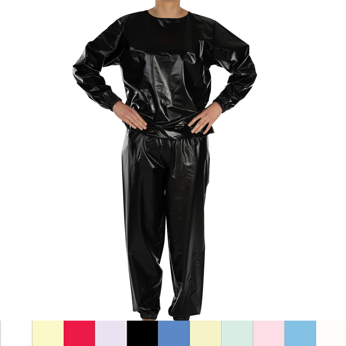 Suprima PVC-Schlafanzug, Pyjama Oberteil und Hose - No. 9612 XL schwarz