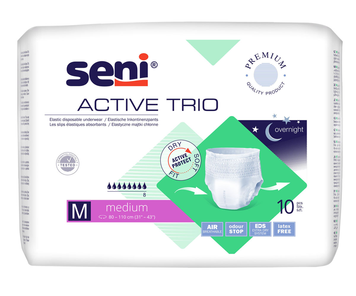 SENI Active TRIO - Inkontinenzslip - Medium (M) 10 Stück Packung