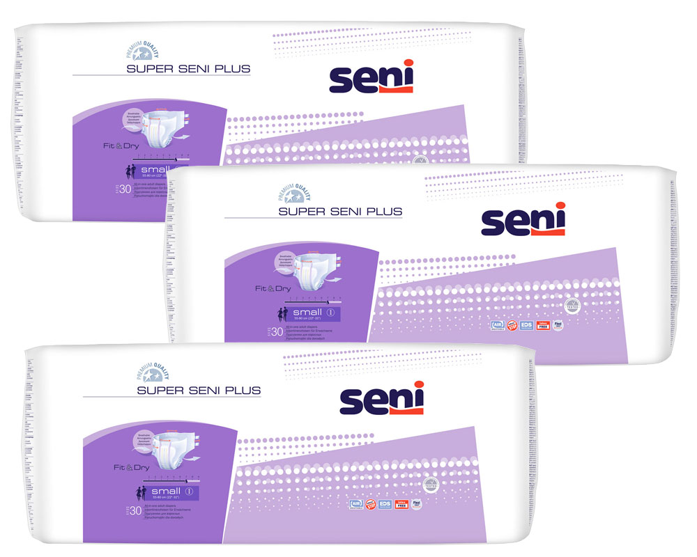 Super Seni (PLUS) - Inkontinenzwindeln - Gr. 1 SMALL 90 (3x30 Stück)
