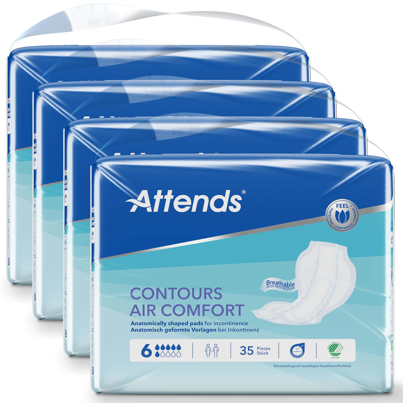 ATTENDS Contours AIR Comfort 6 - atmungsaktive Vorlage - 4x35 Stück