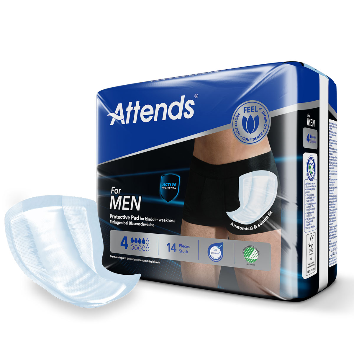ATTENDS for Men 4, Slipeinlagen für Männer - 12x14 (168) St. Karton